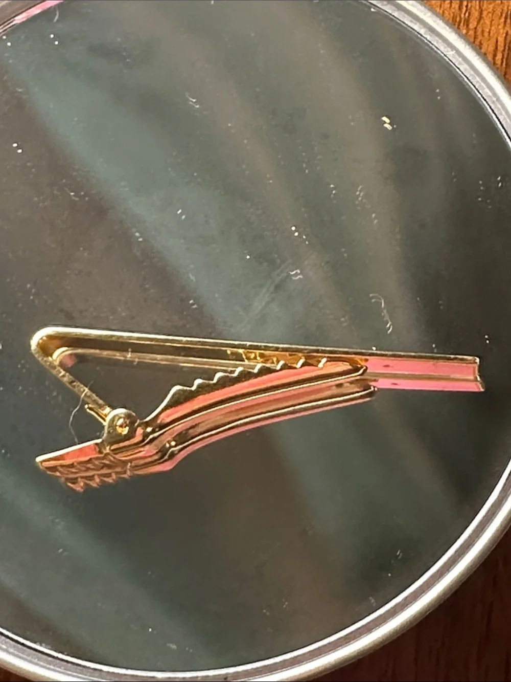 Vintage Anson Gold-Tone Star Accent Tie Clip with Red Stone